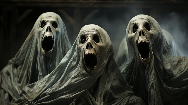 faces of screaming ghosts.