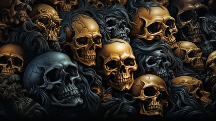 seamless backdrop of a skull wallpaper. - obrazy, fototapety, plakaty