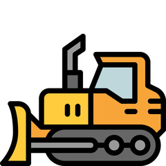 bulldozer filled outline icon