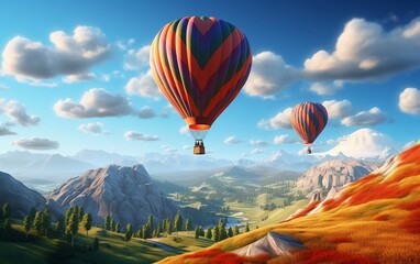 Hot Air Balloon Soaring. Generative AI