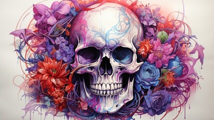 Skull in watercolour.