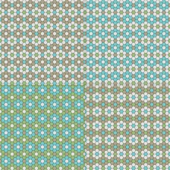 hexagon seamless flower tile patterns blue tan green