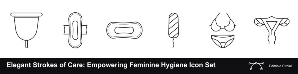 Empowering Feminine Hygiene Icon Set Elegant Strokes of Care