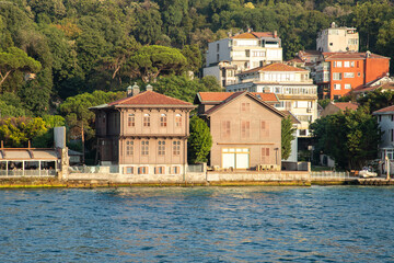 Fototapeta na wymiar The Waterfront mansions are traditional Ottoman-era wooden mansions that line the shores of the Bosphorus.