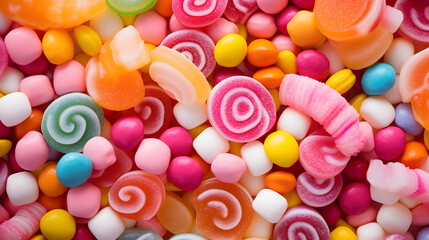 Fototapeta na wymiar A closeup of multi colour candies