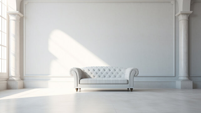 alone luxury classic sofa in empty room.