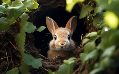 Naklejka na ściany i meble Rabbit in Natural Habitat. Generative AI