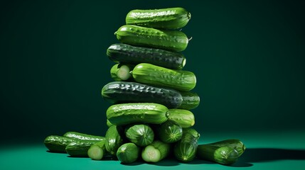 many cucumbers are stacked on top of each other