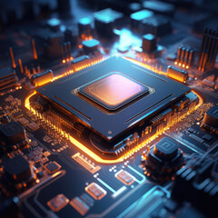 Fototapeta na wymiar CPU on the motherboard