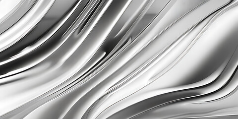 Abstract Silver Wave, chrome banner, platinum copy space, metal motion, grey liquid, white gradient glow, shiny material, smooth motion. Abstract design for copy space text.