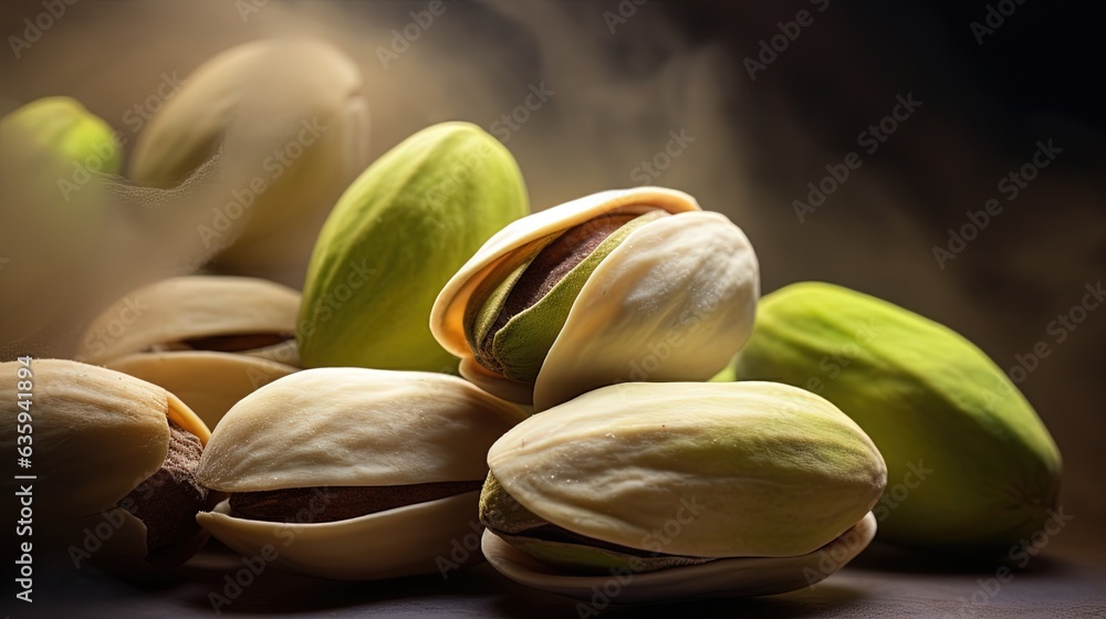 Aufkleber a pile of nuts sitting on top of a table next to each other. generative ai