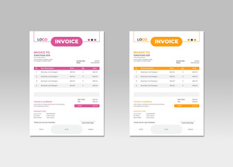 Modern Business invoice ftemplate. money bills or price invoices and payment agreement design templates. company money receip