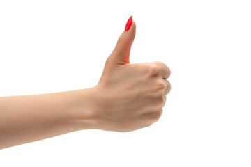 Woman hand symbol is mean ok isolated on white background