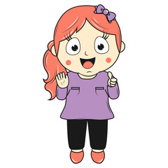 cute little girl cartoon illustration