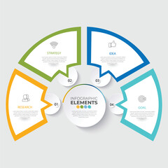 Timeline circle infographic template 4 options or steps