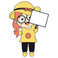 cute little girl cartoon illustration