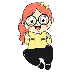 cute little girl cartoon illustration