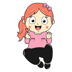 cute little girl cartoon illustration