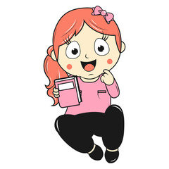 cute little girl cartoon illustration