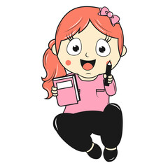 cute little girl cartoon illustration