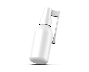 Matte plastic bottle with long and short nozzle sprayer for oral spray. 50 ml. Realistic 3d illustration, packaging mockup template on isolated white background.