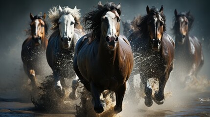Seven horses force running out