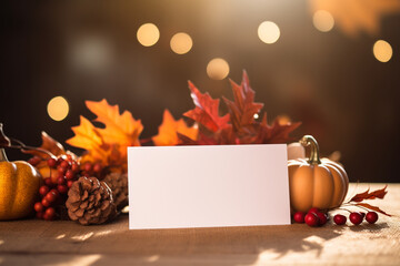Handmade Thanksgiving Place Cards on a Table, Thanksgiving, natural light, affinity, bright background Generative AI