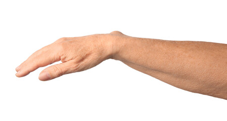 Closeup view of woman's hands with aging skin