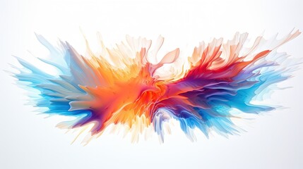 Fototapeta na wymiar a multicolored bird flying through the air on a white background. generative ai
