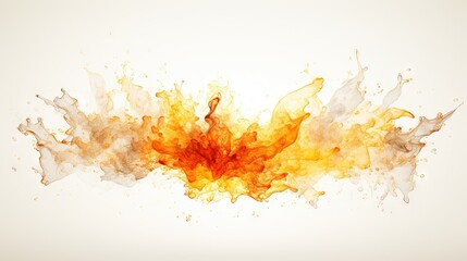  an orange and yellow substance is flying through the air on a white background.  generative ai