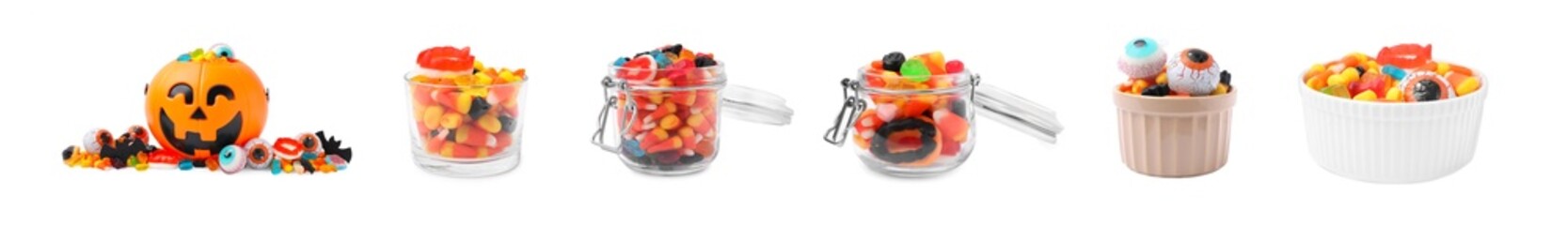 Set of chewy candies for Halloween isolated on white