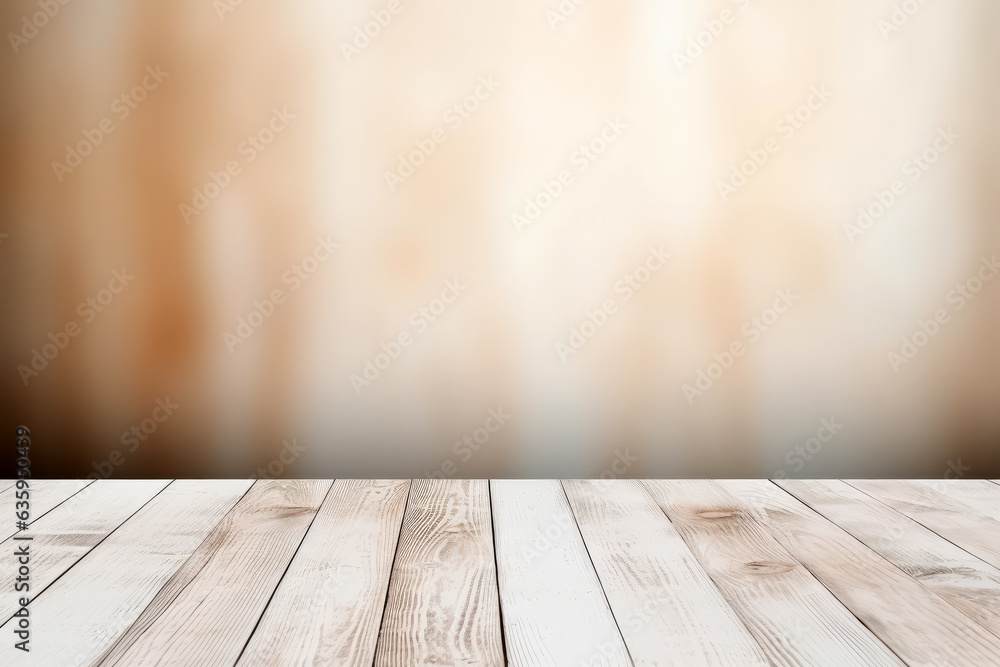Poster perspective wood table over blur background with bokeh, product display template. high quality photo