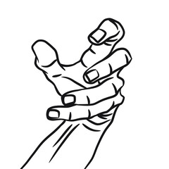 sketch of a hand ine art illustration on transparent Background
