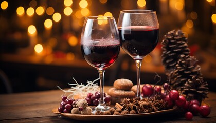 Pair of glasses of mulled wine 