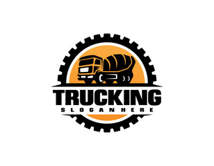 concrete mixer truck logo vector