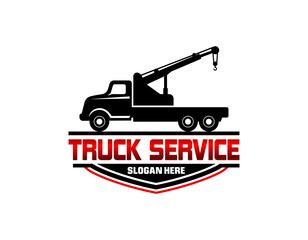 towing truck with emblem logo design