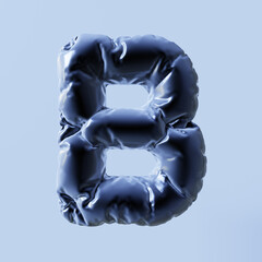 Inflated, bubble 3d letter B. 3d rendering.