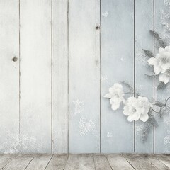 white wall with white flowers