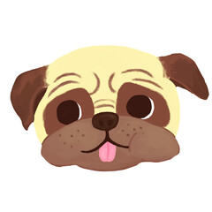 
An adorable illustration of a Pug dog sticking out its tongue in a cute, playful manner