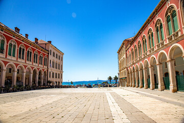 Fototapeta premium Croatia town and coastline in region of split on adriatic sea