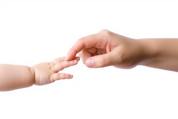 Hand mom and baby isolate on white background