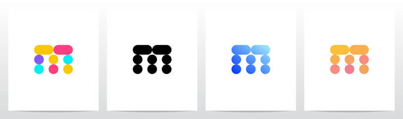 Circle And Capsule Shape Colorful Letter Logo Design M