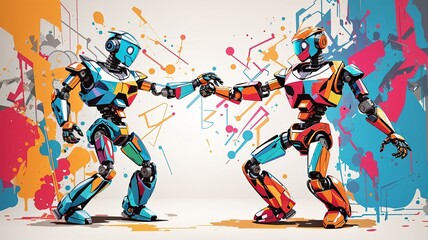 robots dancing together