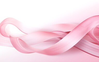 A pink ribbon symbolizing breast cancer awareness and hope against a white background. banner background.