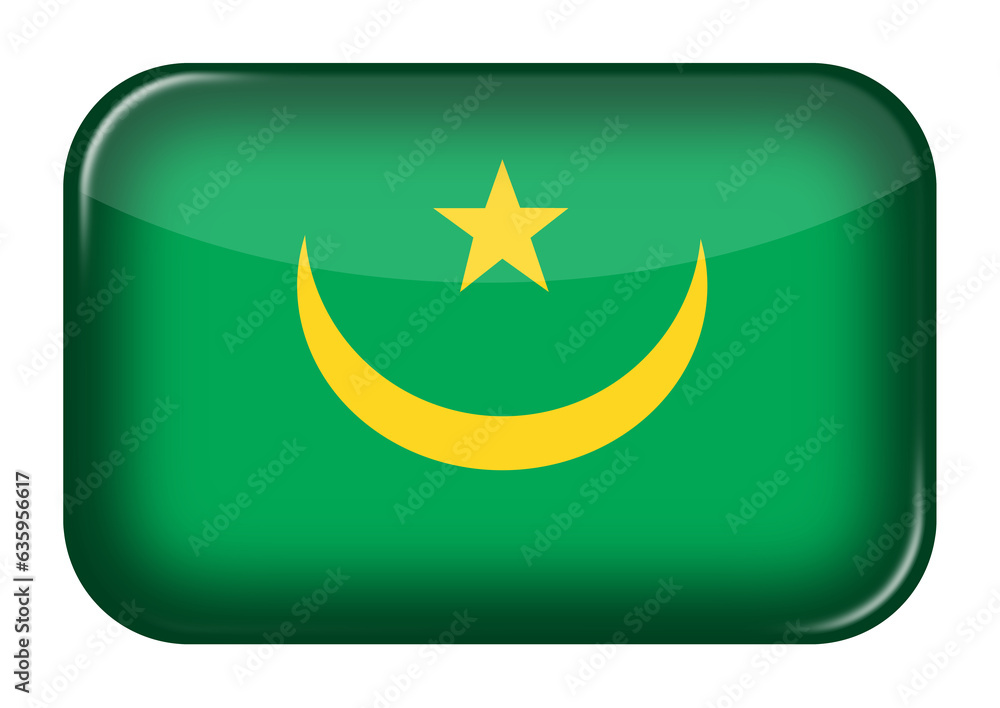 Poster mauritania web icon rectangle button with clipping path 3d illustration