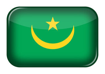 Mauritania web icon rectangle button with clipping path 3d illustration