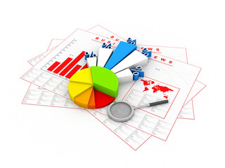 3d rendering Stock market online business concept. business Graph with percentage 