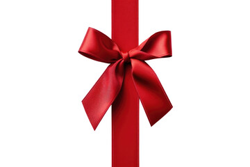 Red ribbon gift mock up isolated on transparent background. Generative Ai