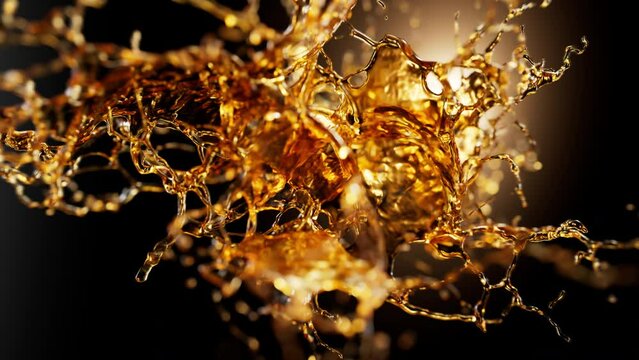 Alcohol splash explosion 3d animation. Slow motion.

