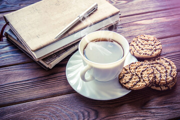 Coffee Break - Notepad and Pen along with coffee
